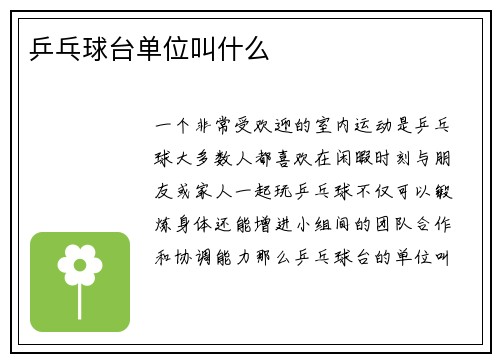 乒乓球台单位叫什么