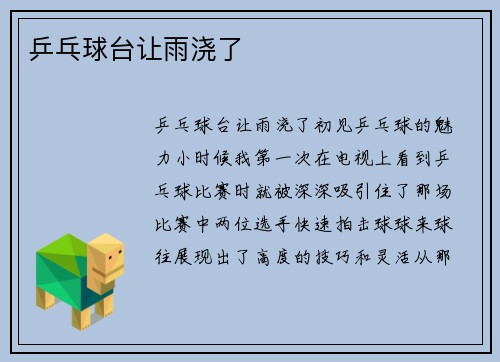 乒乓球台让雨浇了